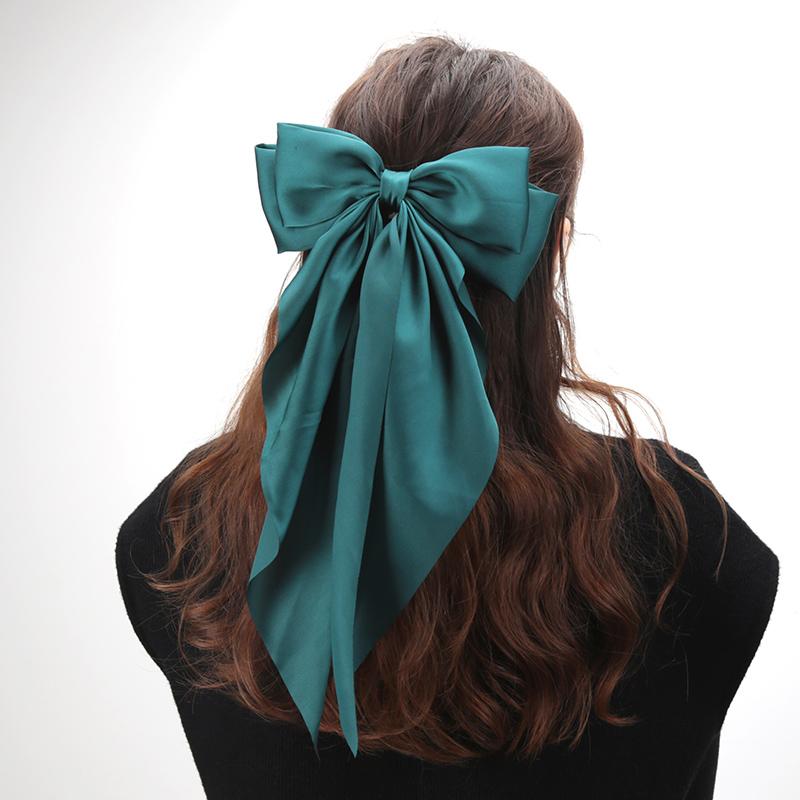 

Elegant Bow Ribbon Hair Clip for Women Fashion Solid Satin Black Clip Simple Hairpin Headband with Clips Girls Hair Accessories