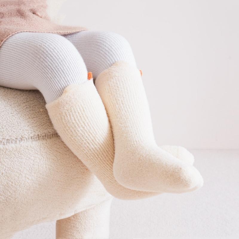 Baby Thickened Terry Socks For Girls Boys  Autumn Winter Newborn Warm Boneless Sock Cute Ear Candy Color Stockings 0-5Years