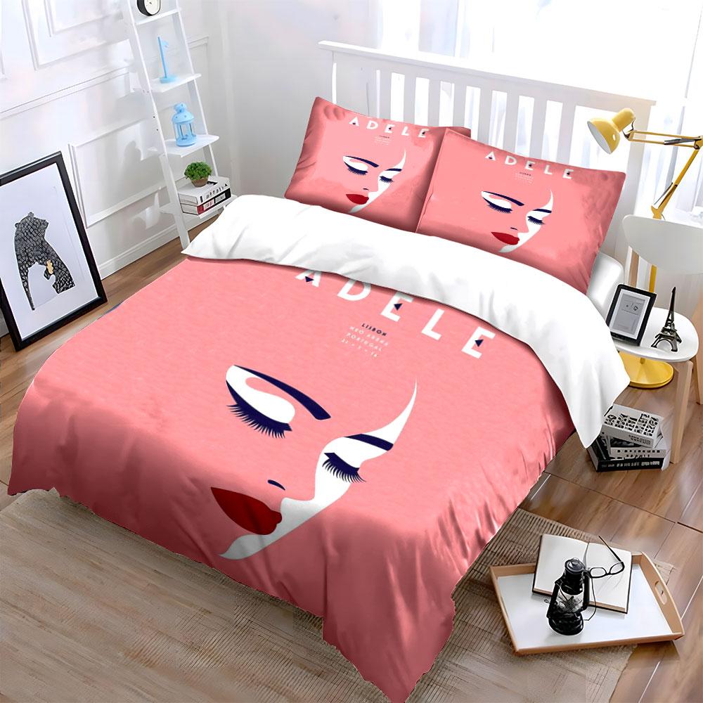 Elegant Pink Face Print Set Bedding Duvet Cover Set Duvet Cover Pillowcases  (1*Duvet Cover 2*Pillowcases, without duvet insert)