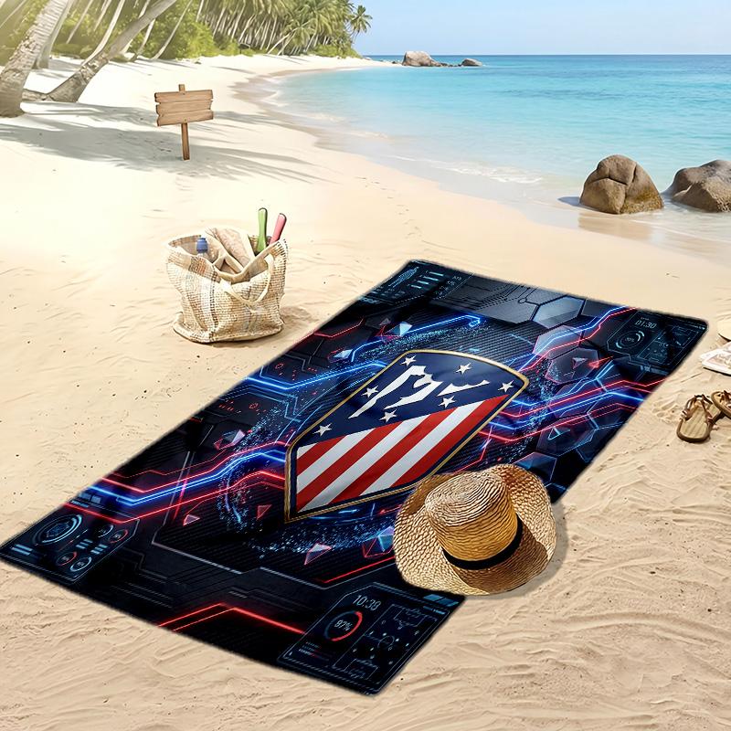 Toalla de Playa Estampada del Atlético de Madrid Secado Rápido Suave Portátil Grande Rectangular Manta de Playa para Viajes Piscina