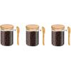 3Pcs Glass Airtight Food Jars Kitchen Storage Bottles with Bamboo Lid and Spoon 450/800ml Coffee Bean Jar For Spice Powder Candy