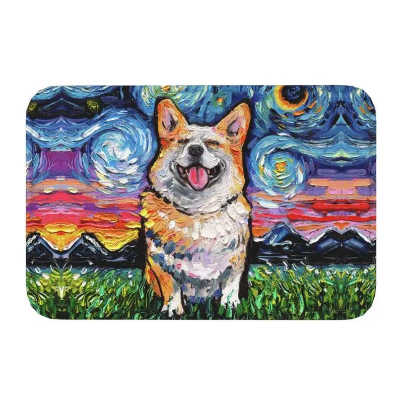 Custom Starry Night Dachshund Dog Doormat Anti-Slip Entrance Kitchen Bathroom Floor Door Mats Bedroom Balcony Carpet Rug