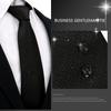 Men'S Premium Business Waterproof 8Cm Tie Polyester Trendy Sparkle 7.5Cm Pure Black Striped Hand Tie