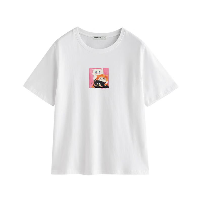 Chuyu Women's Cute Cat Print Cotton T-Shirt