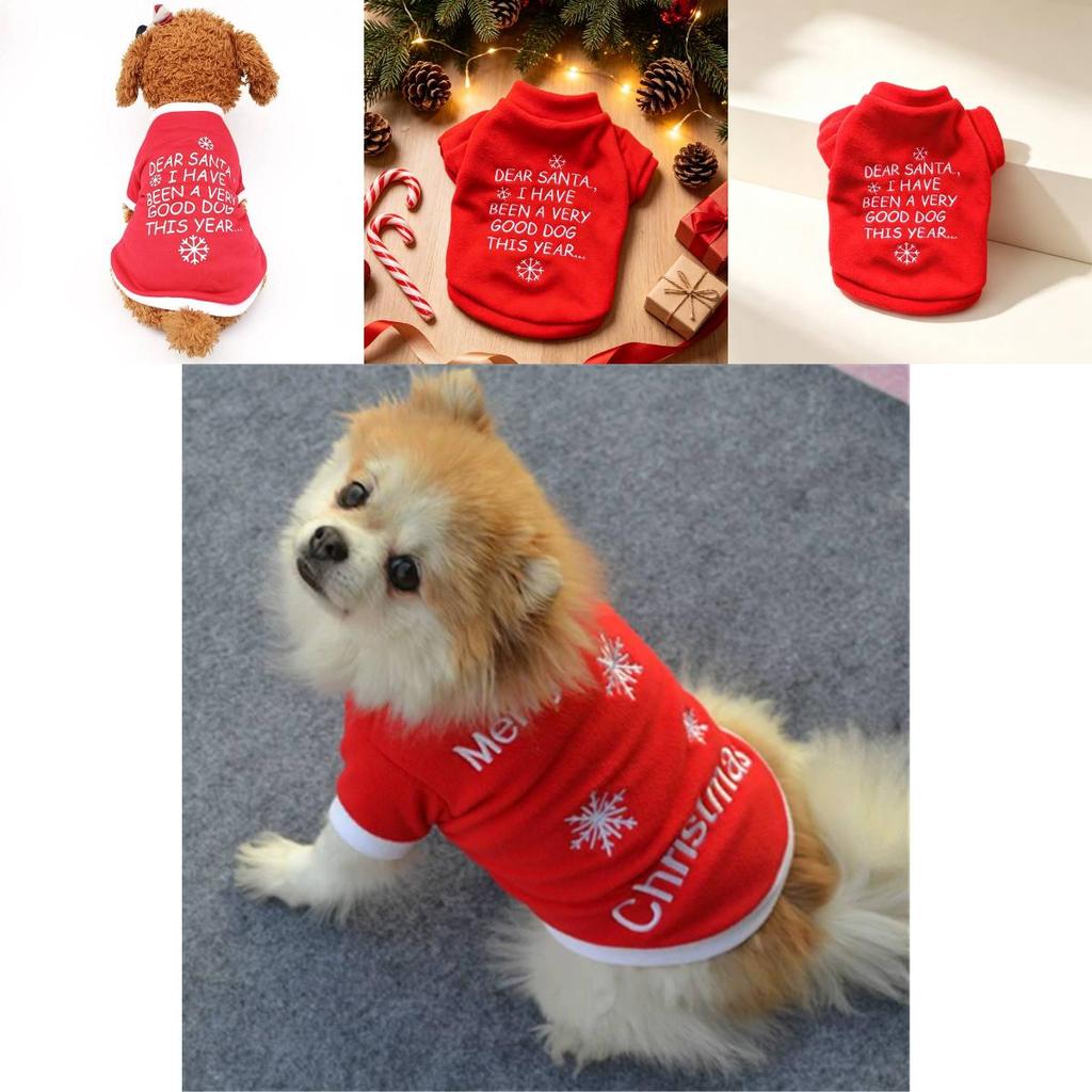 Pet Clothes Christmas Sweater With Plush Fabric For Small Dogs Winter Warmth