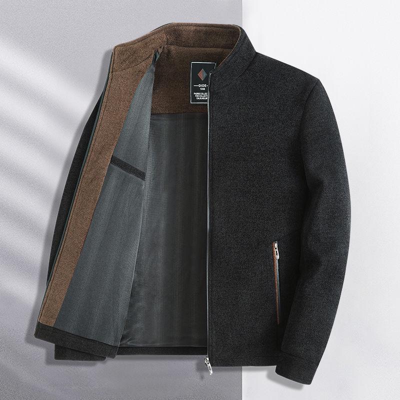 

Мужская шерстяная куртка Romon: Деловая повседневная ветрозащитная верхняя одежда со стойкой для мужчин среднего и пожилого возраста на осень и весну. L (Weight: 100-115 Jin) чёрный