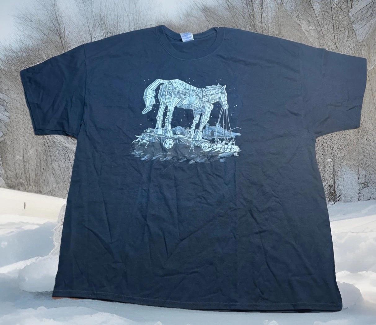 NEW 3XL Trojan Horse T-Shirt Black XXXL Castle Greeks Troy USC Ancient History XL