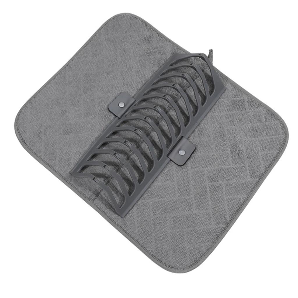 Dish Drying Mat and Rack Super Absorbent Kitchen Draining Pad for Pot Plate Pan Bowl Utensils Cookware Vegetable