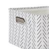 Black White Lines Canvas Storage Basket Decorative Organizing Bin with Handles Rectangular Recycled Polyester Easy Clean Home