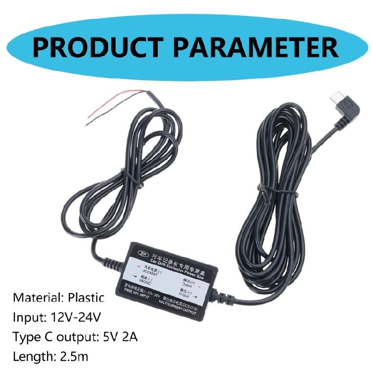 Car Charger for Dash Cams, GPS Mobile Phones with 12V24V To 5V2A Type C Output