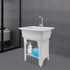 Spacious Gray Utility Sink Laundry Tub Freestanding Sink Wash Station with Faucet