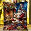 Christmas Santa Claus Theme Printed Blanket - Perfect for Couch, Bed, Travel & Outdoor Use | Machine Washable, Cozy & Durable.