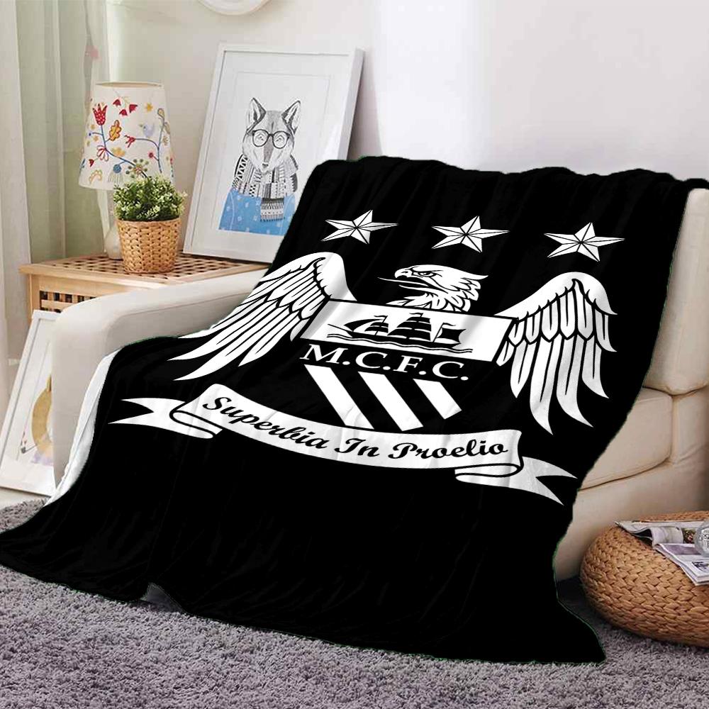 Coperte con Stemma Manchester City Flanella Stampata Traspirante Calda Coperta da Divano per Casa Ufficio Copriletti 0708a20