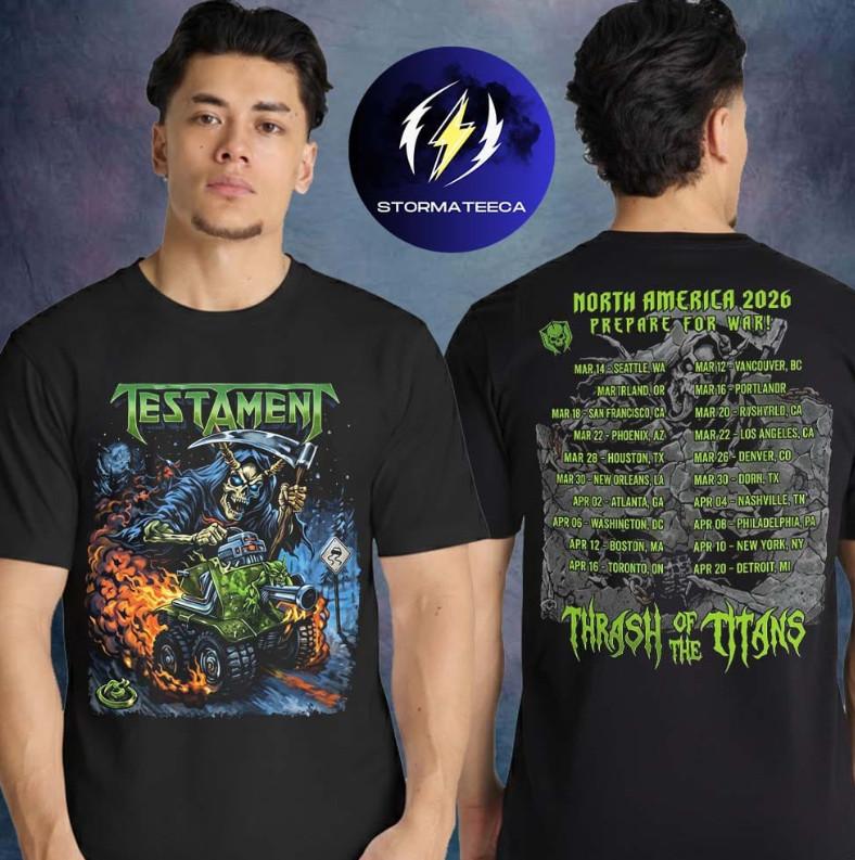 Testament Thrash Of The Titans North America Tour 2026 Prepare For War TShirt Unisex T-Shirt XXL