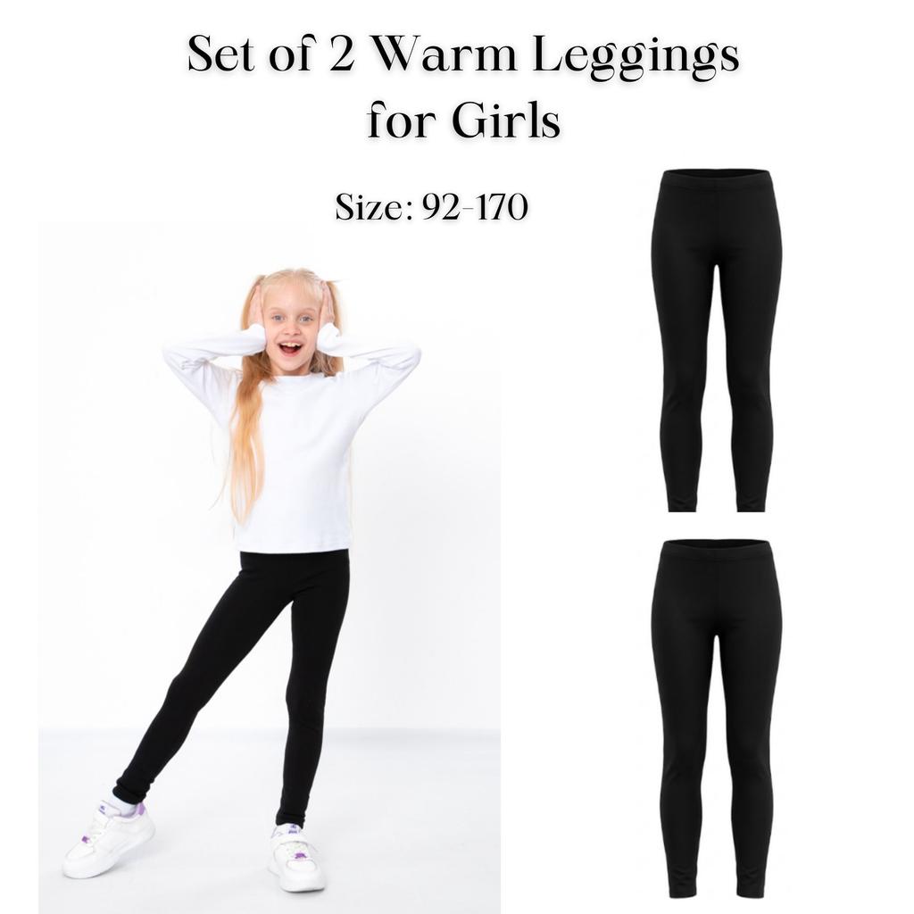 Set of 2 Warm Leggings for Girl Winter 6000-113-1-pak2 HC