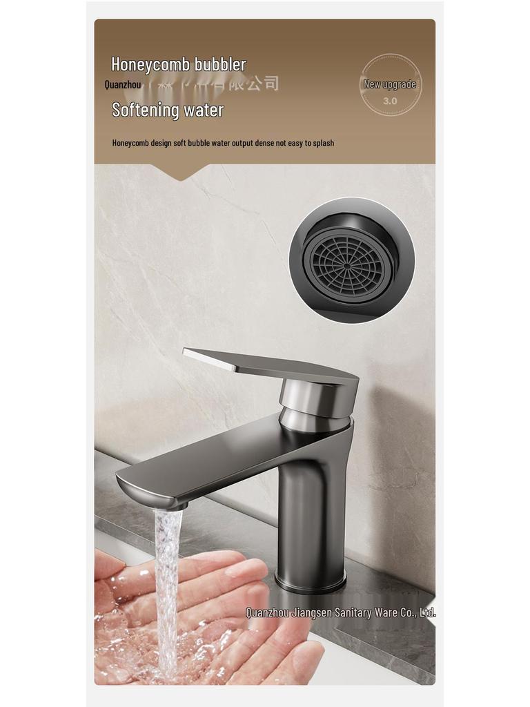 Thickened Stainless Steel Basin Faucet for Home Use - Hot & Cold Water Compatible