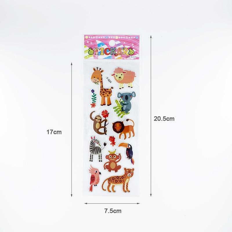 12 Sheets/Pack Kids Stickers 3D Puffy Bulk Cartoon Zoo Animal / Fruits Various Scrapbooking Stickers for Girl Boy Birthday Gift