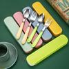 2Pcs/Set Portable Spoon Fork Combination Travel Tableware Set Stainless Steel Dinnerware With Box For Kid School Cutlery