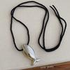 Black Color Long Adjustable Lovely Smooth Surface Metallic Cartoon Fish Pendant Necklaces for Women Sweater Chain Chokers