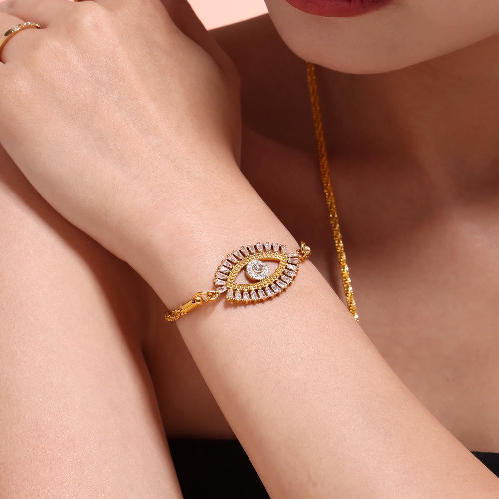 Devil's Eye Zircon Jewelry Set: Micro-Paved Titanium Steel Necklace, Bracelet & Earrings