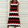 Oversized Women Sleeveless Round Neck Dress Elegant Scattered Bouquet Flowy Calf Length Gown