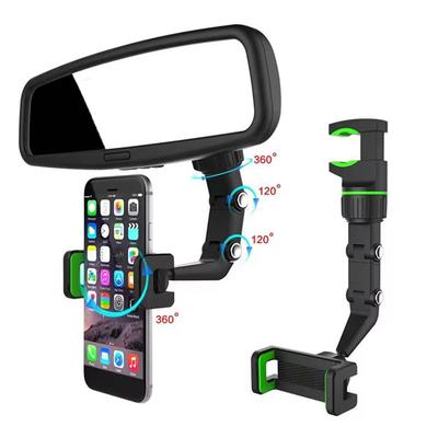 For  Car Rearview Mirror Phone Holder 360° Rotatable and Retractable Car Phone Mount Multifunctional Rear View Mirror Holder