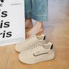 Height-increasing platform white shoes women's 2025 autumn new leather versatile sports shoes student soft-soled casual board shoes