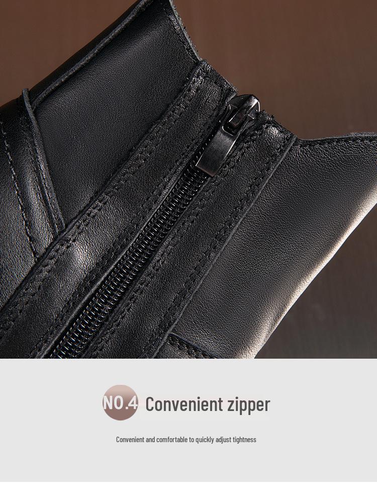 Women's Genuine Leather Platform Chelsea Ankle Boots with Hidden Heel - 2025 Autumn/Winter New British Style, Small Sizes Available