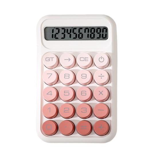 Retro Mechanical Calculator 10-Digit LED Display Calculator with Tilt Screen Tactile Keyboard Student Calculator for Office School