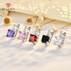 BELLA BOX European And American Fashion Square Zirconia Ear Studs With Geometric Design For Women's Earrings