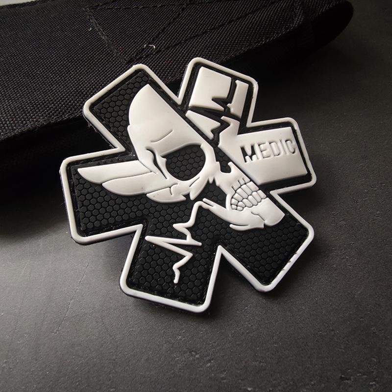 3D PVC Medic Schädel Taktischer Moral-Patch mit Klettverschluss