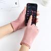 New Solid Color Half Finger Gloves Velvet Fleece Thin Style Fingerless Gloves Breathable Touchscreen Gloves Autumn Winter