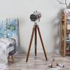 93.98 cm Wooden Tripod Nickel Spotlight Lamp Industrial Nautical Searchlight for Home, Office, Livingroom, Bedroom, Diningroom Decor