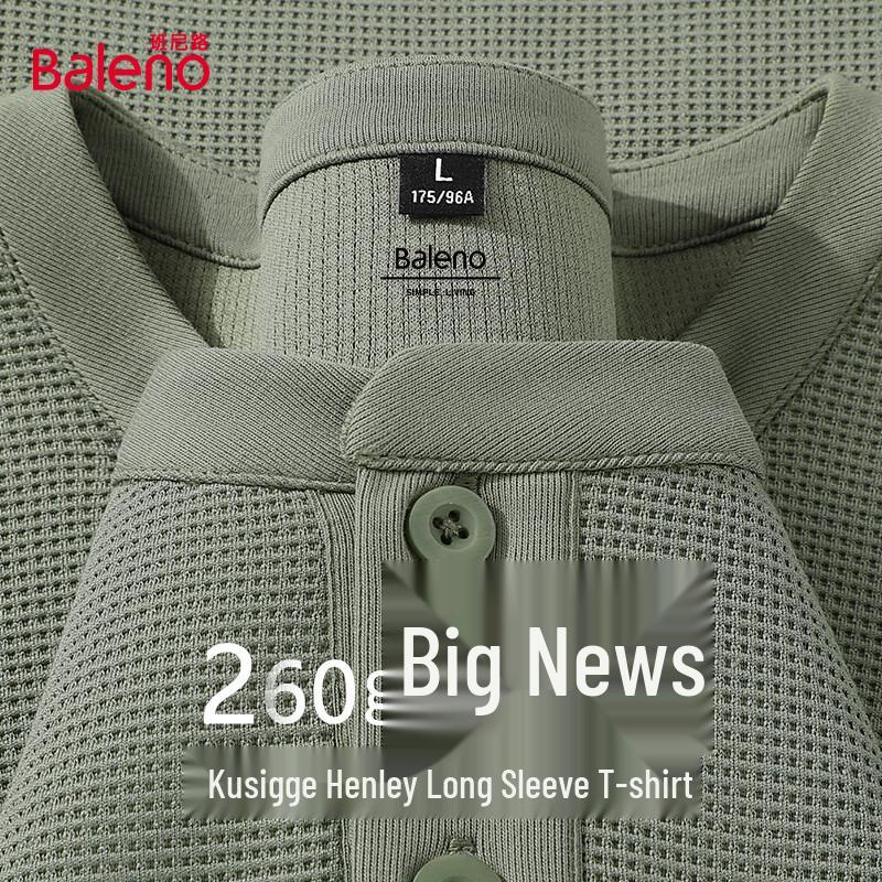 Baleno Unisex Heavyweight Cool Silk Grid Long-Sleeve Round Neck T-Shirt XL