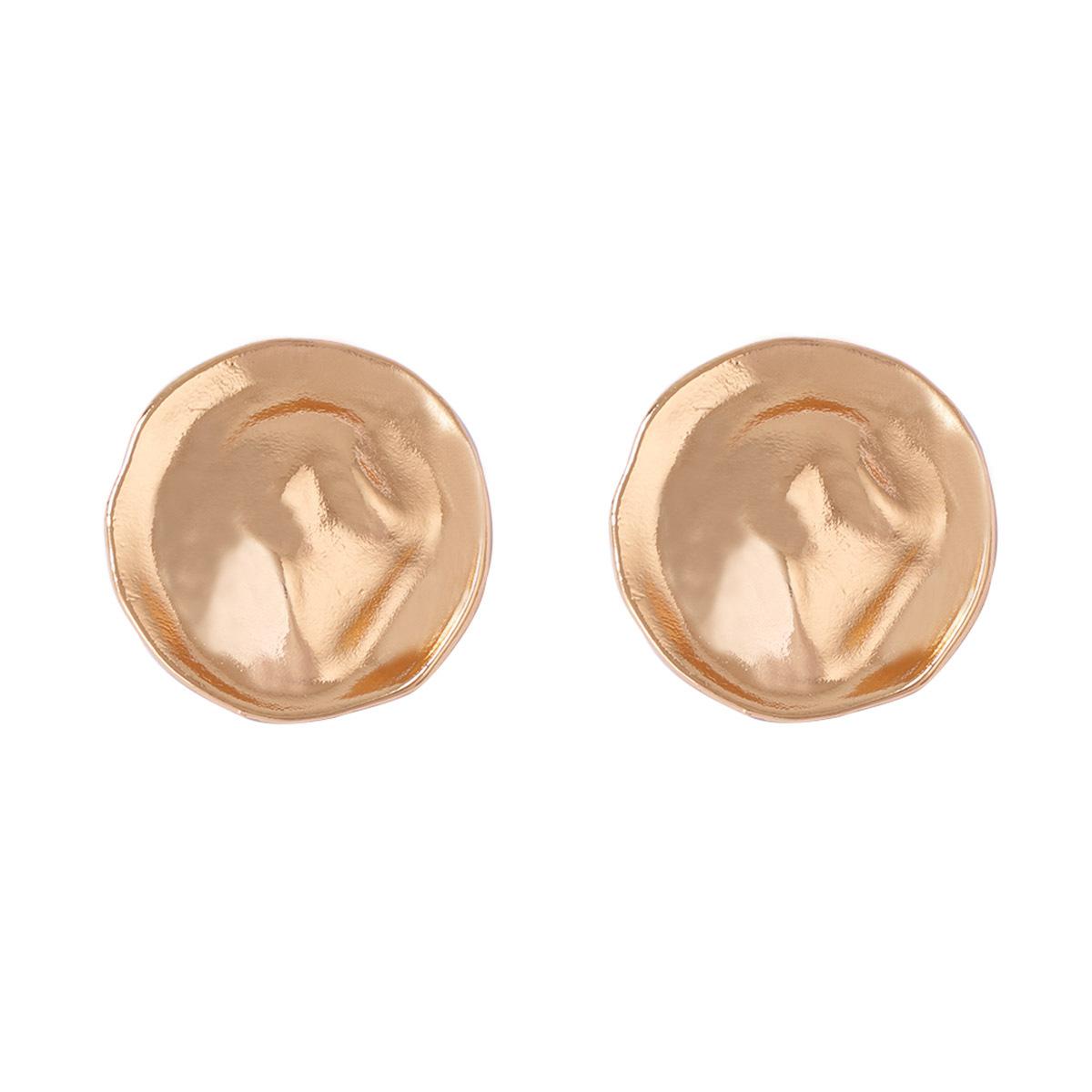 

Simple cold wind retro alloy irregular geometry concave and convex surface button stud earrings daily commuter women золотий