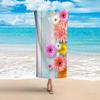 Pastel Wooden Board Fresh Floral Pattern Large Absorbent Pool Towel for Outdoor Camping and Seaside Sunbathing Leisure