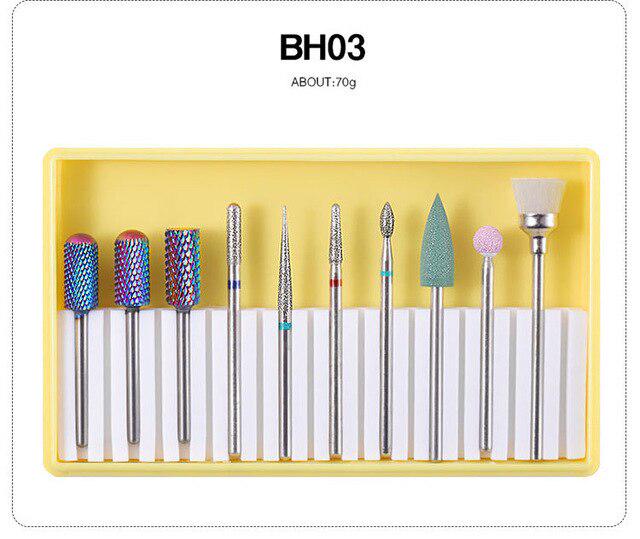 1 set New Grinder Burghie pentru unghii Din oțel din tungsten din aliaj Pile de unghii din ceramică Set capete de șlefuit Set de instrumente de lustruit pentru manichiură 8 culori