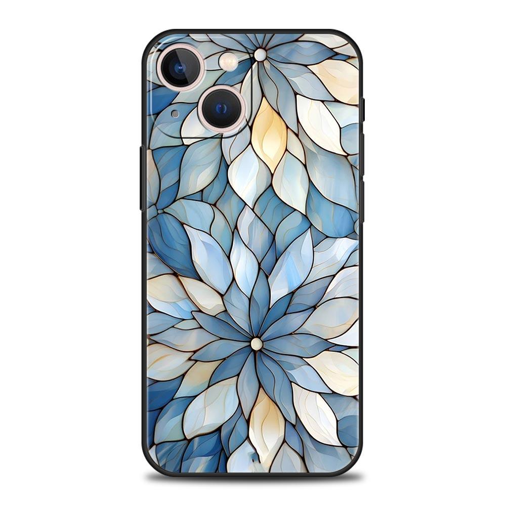 

Flower marble Geometry Luxury Phone Case For iPhone 17 Air 16 Plus 13 15 14 12 11 Pro MAX 7 8 SE Soft TPU Black Cover iPhone 15Pro Max