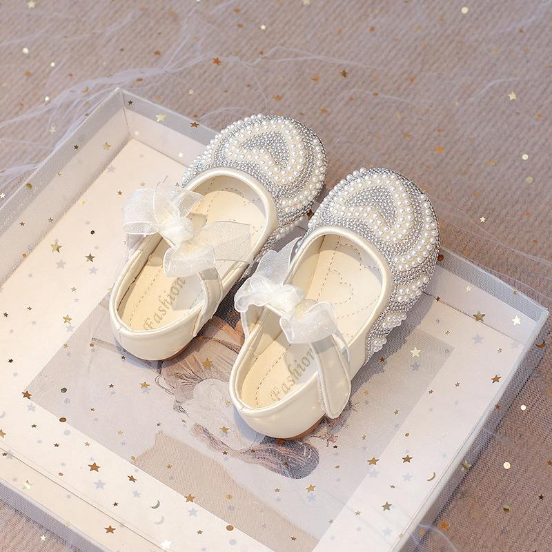 Wstążki do muszki Buty księżniczki Wiosna Jesień Nowy Styl Wzór serca Buty dla dziewczynek Dżet Dziecko Lakierowane buty I03232