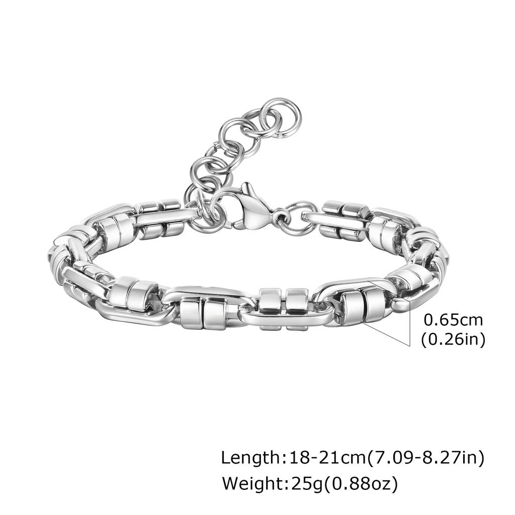 Pill Shaped Chain Bracelet for Men Boys,Chunky Stainless Steel Chain Links Wristband,Rock Punk Trendy Jwelry Gifts