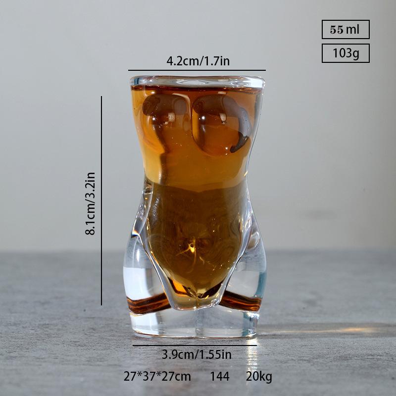 1 יחידה כוס בירה מזכוכית בצורת גוף חדשה, כלי שתייה שקוף לקוקטיילים ומיצים, כוס יין מצחיקה, בר וקפה