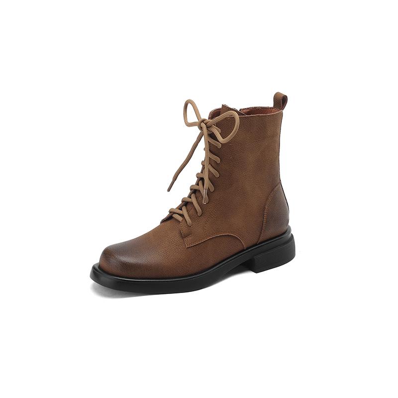 2024 Nové Zimní Dámské Boty Kožené Boty Hovězí Semiš Kulatá Špička Hrubý Podpatek Dámské Boty Platformové Boty Pravá Kůže Vysoké Podpatky