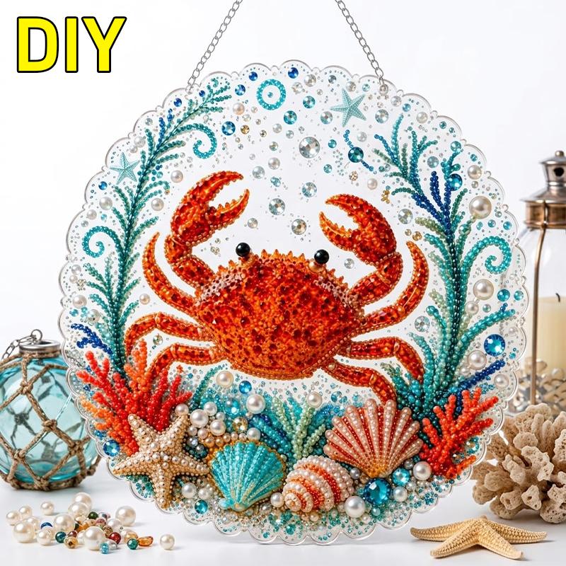Ozeanperlen Kunst DIY Hängendes Ornament Kit 5D Spezielle Form Diamantmalerei für Erwachsene Fensteraufhängung Dekoration Geschenk für Bastelliebhaber