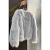 Autumn and Winter New Design Sense Three-grain Button Fur Coat Women's Fashion Casual Imitation Fox Fur Coat