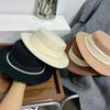 Autumn and Winter New Australian Wool High-quality Hat Pearlescent Yarn Pleated Top Hat French Retro Flat Top Hat