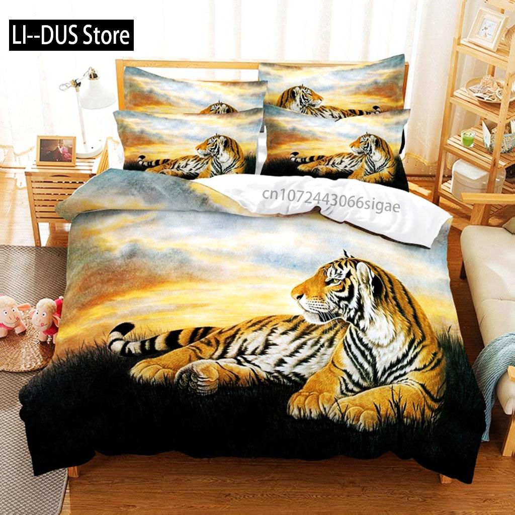 

Comforter Running Tiger Bedding Set 3D Bedding Digital Printing Queen Size Bedding Set Fashion Design Comforter (quilt)-EU Single(135*200cm)3pcs