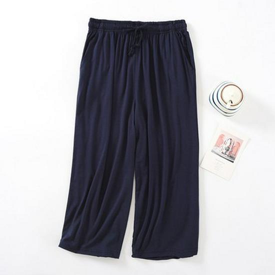Men's Casual Modal Cropped Pants - Comfortable for Outdoor, Pajama, or Home Wear - Loose Fit for Spring and Summer.