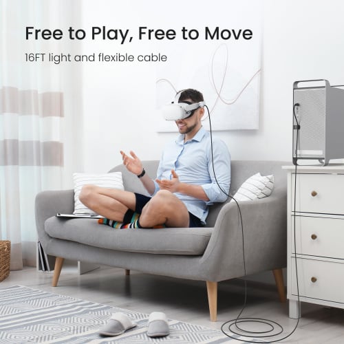 KIWI Design Link Cable with Cable Clip Compatible with 3Meter Quest 3S/3/2/1/Pro Pico 4 High Speed ??PC Data Transfer Accessories Compatible with Meta