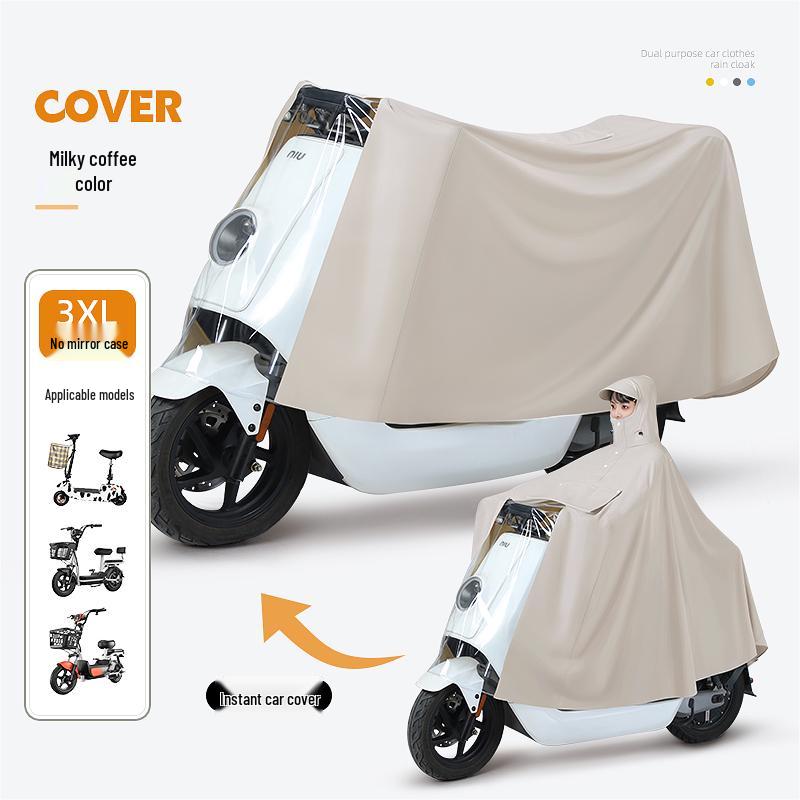 Women's Electric Car Rain Cover - Long, Full Body, Storm-Proof, One-Piece Thickened and Enlarged Poncho.