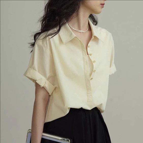 

Женский летний свободный топ с коротким рукавом однотонной расцветки в стиле кэжуал для натуральных кудрей Large